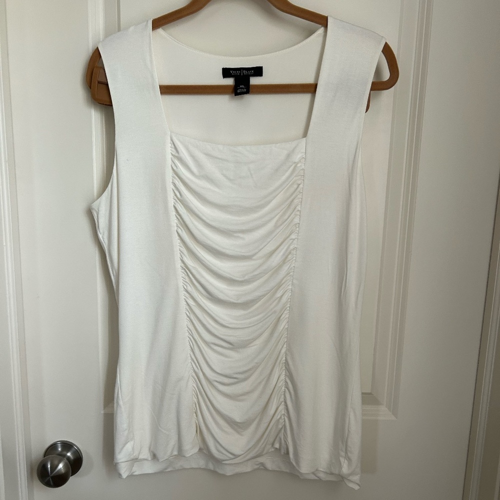 White House Black Market Sleeveless Cream Blouse